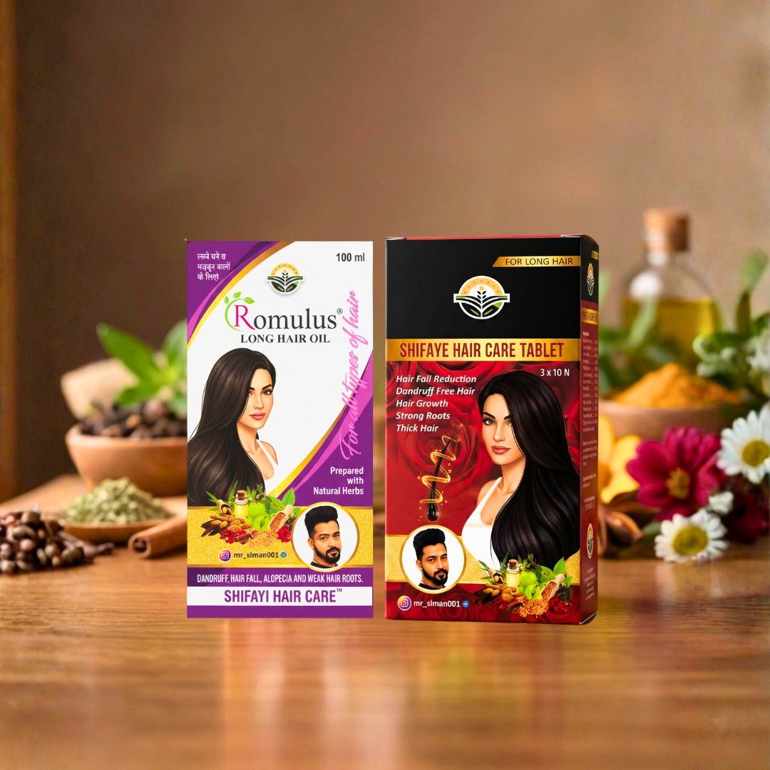 Women’s Hair Care Kit (Romulus Long Hair Oil + Shifaye Hair Care Tablets)